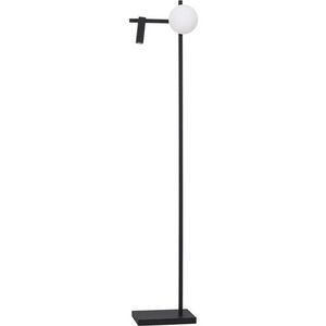 Bílá/černá kovová LED stojací lampa s ohybatelnou konstrukcí se skleněným stínidlem (výška 150 cm) Joline – Nova Luce obraz