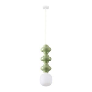 Bílé/světle zelené keramické závěsné svítidlo se skleněným stínidlem ø 18 cm Clio – Nova Luce obraz