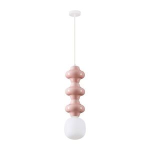 Bílé/světle růžové keramické závěsné svítidlo se skleněným stínidlem ø 18 cm Clio – Nova Luce obraz