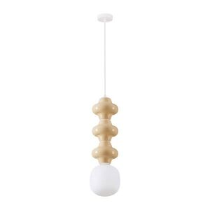 Bílé/krémové keramické závěsné svítidlo se skleněným stínidlem ø 18 cm Clio – Nova Luce obraz