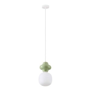 Bílé/světle zelené keramické závěsné svítidlo se skleněným stínidlem ø 18 cm Clio – Nova Luce obraz