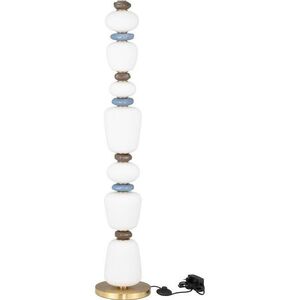 Bílá/ve zlaté barvě kovová LED stmívatelná stojací lampa s porcelánovým stínidlem/se skleněným stínidlem (výška 130, 5 cm) Palo – Nova Luce obraz