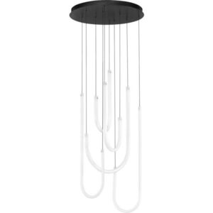Bílé/matně černé ocelové LED stmívatelné závěsné svítidlo se stínidlem z akrylového skla ø 50 cm Topaz – Nova Luce obraz
