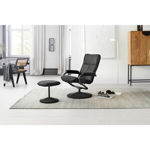P & B RELAXAČNÍ KŘESLO S TABURETEM, textil, černá obraz