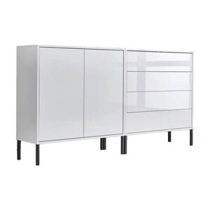 MID.YOU ŠIROKÁ KOMODA, bílá, vysoce lesklá bílá, 158/86/33 cm obraz