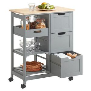 SoBuy KUCHYŇSKÝ VOZÍK se 3 zásuvkami Šedá 67x37x84.5cm Moderní obraz