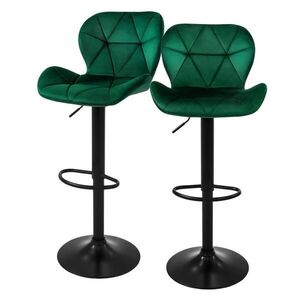 ML-DESIGN SADA 2 sametových barových židliček, zelené, výškově nastavitelné/otočné obraz