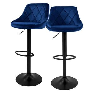 ML-DESIGN SADA 2 barových židlí z modrého sametu, výškově nastavitelná/otočná obraz