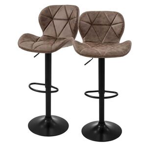 ML-DESIGN SADA 2 barových židlí z umělé kůže, hnědé, otočné/výškově nastavitelné obraz