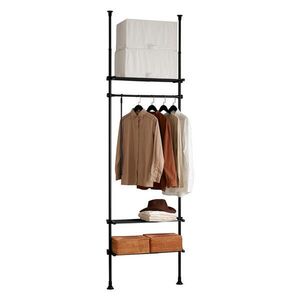 SoBuy STOJACÍ VĚŠÁK se 2 policemi Černá 52x16.5x233cm Industriální obraz