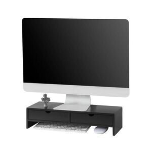SoBuy STOJAN NA MONITOR se dvěma zásuvkami Černá 47x18x11cm Minimalistický obraz