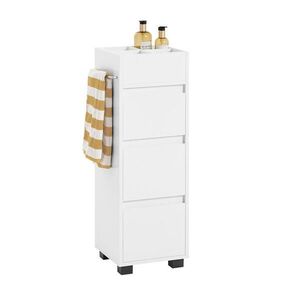 SoBuy NÍZKÁ KOUPELNOVÁ SKŘÍŇKA se 3 zásuvkami Bílá 33x30x90cm Minimalistický obraz