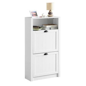SoBuy BOTNÍK se 2 dveřmi Bílá 60x24x110cm Nordický obraz
