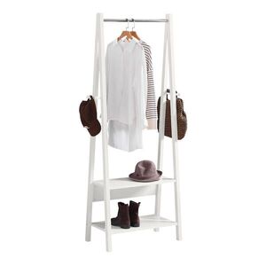 SoBuy STOJACÍ VĚŠÁK se 2 policemi Bílá 66x39x180cm Minimalistický obraz
