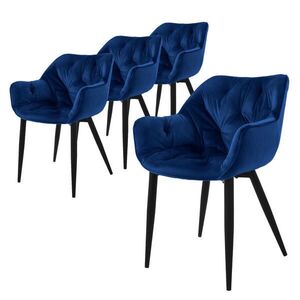 ML-DESIGN JÍDELNÍ ŽIDLE, sada 4 ks, tmavě modrý samet obraz