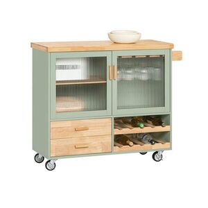 SoBuy KUCHYŇSKÝ OSTRŮVEK se 2 zásuvkami Zelená 100x40x92cm Moderní obraz