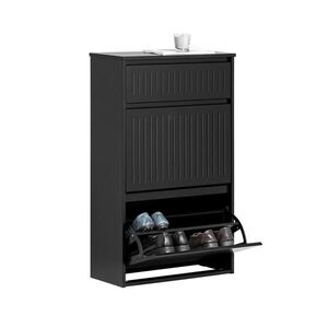 SoBuy BOTNÍK se třemi dveřmi Černá 60x25x101cm Moderní obraz
