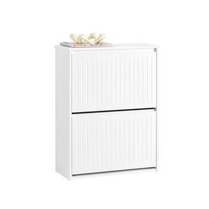 SoBuy BOTNÍK se dvěma dveřmi Bílá 61x26x81cm Minimalistický obraz