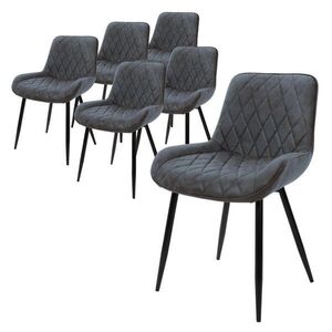 ML-DESIGN JÍDELNÍ ŽIDLE, sada 6 ks, antracitová, umělá kůže obraz