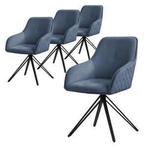 ML-DESIGN JÍDELNÍ ŽIDLE, sada 4 ks, otočné, modrá tkanina obraz
