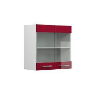 Vicco UNIVERZÁLNÍ NÁSTĚNNÁ SKŘÍŇKA R-Line Bordó červená vysoký lesk 60 cm se skleněnými dvířky obraz