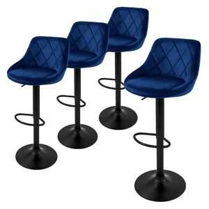 ML-DESIGN SADA 4 barových židlí z modrého sametu, výškově nastavitelná/otočná obraz