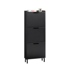 SoBuy BOTNÍK se třemi zásuvkami Černá 50x19x130cm Moderní obraz