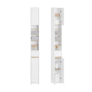 SoBuy VYSOKÁ KOUPELNOVÁ SKŘÍŇKA s jedním zásuvkovým polem Bílá 20x20x180cm Minimalistický obraz