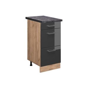 Vicco SPODNÍ SKŘÍŇKA KUCHYŇSKÉ LINKY R-Line Antracitový vysoký lesk 40 cm se zásuvkami, PD Antracit obraz