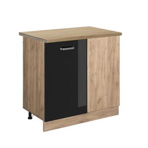Vicco ROHOVÁ SKŘÍŇKA R-Line Černý vysoký lesk 86 cm , PD Dub obraz