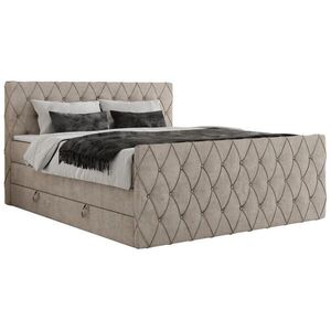 MKS POSTEL BOXSPRING MIREN KING DUO 200/200 - Béžová Strukturovaná látka - H3 obraz
