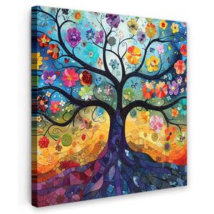 MuchoWow OBRAZ NA PLÁTNĚ Umění - Strom života - Květiny - Hippie 50x50 cm obraz