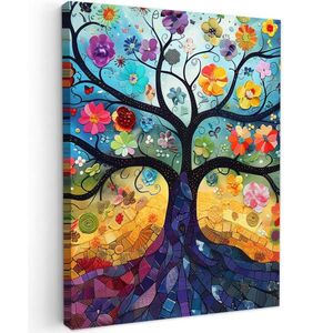 MuchoWow OBRAZ NA PLÁTNĚ Umění - Strom života - Květiny - Hippie 30x40 cm obraz