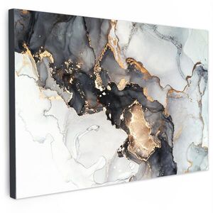 MuchoWow OBRAZ NA PLÁTNĚ Mramor - černá - bílá - zlatá - luxusní - abstraktní 60x40 cm obraz