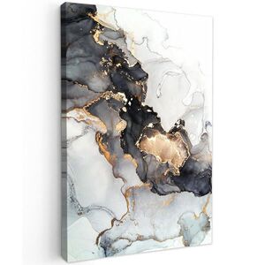 MuchoWow OBRAZ NA PLÁTNĚ Mramor - černá - bílá - zlatá - luxusní - abstraktní 20x30 cm obraz