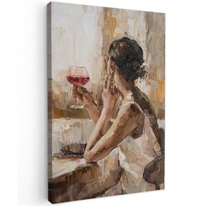 MuchoWow OBRAZ NA PLÁTNĚ Olejomalba - Žena - Víno 40x60 cm obraz