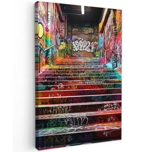 MuchoWow OBRAZ NA PLÁTNĚ Schody - Graffiti - Barvy - Umění 80x120 cm obraz