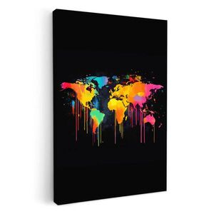 MuchoWow OBRAZ NA PLÁTNĚ Mapa světa - Barvy - Barevné - Graffiti - Svět 40x60 cm obraz