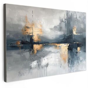 MuchoWow OBRAZ NA PLÁTNĚ Umění - šedá - zlatá - abstraktní 30x20 cm obraz
