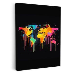 MuchoWow OBRAZ NA PLÁTNĚ Mapa světa - Barvy - Barevné - Graffiti - Svět 60x80 cm obraz