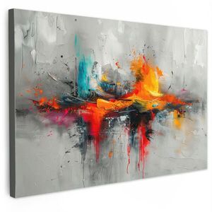 MuchoWow OBRAZ NA PLÁTNĚ Moderní umění - Oranžová - Šedá - Abstraktní 30x20 cm obraz