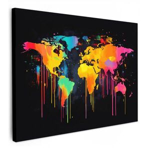 MuchoWow OBRAZ NA PLÁTNĚ Mapa světa - Barvy - Barevné - Graffiti - Svět 40x30 cm obraz