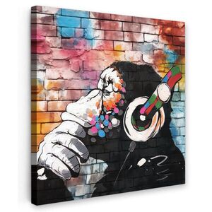 MuchoWow OBRAZ NA PLÁTNĚ Opice - Graffiti - Hudba 20x20 cm obraz