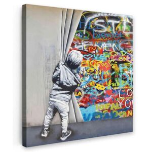 MuchoWow OBRAZ NA PLÁTNĚ Graffiti - Chlapec - Ilussie - Street art 50x50 cm obraz