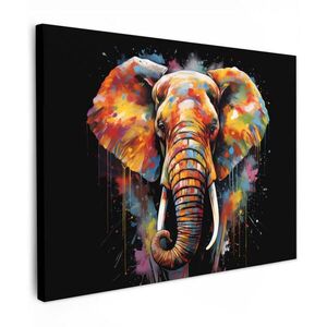 MuchoWow OBRAZ NA PLÁTNĚ Slon - Graffiti - Černá - Zvířata - Barvy 40x30 cm obraz