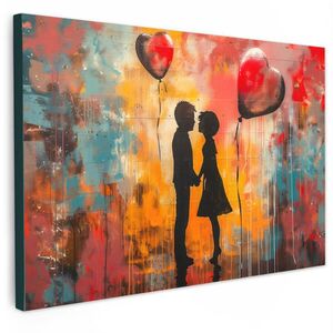 MuchoWow OBRAZ NA PLÁTNĚ Street art - Láska - Graffiti - Umění - Banksy 60x40 cm obraz