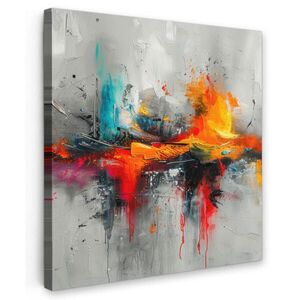 MuchoWow OBRAZ NA PLÁTNĚ Moderní umění - Oranžová - Šedá - Abstraktní 20x20 cm obraz