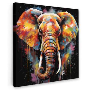 MuchoWow OBRAZ NA PLÁTNĚ Slon - Graffiti - Černá - Zvířata - Barvy 20x20 cm obraz