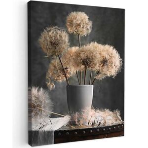 MuchoWow OBRAZ NA PLÁTNĚ Semena květin - Pampeliška - Váza - Zátiší - Kytice 60x80 cm obraz