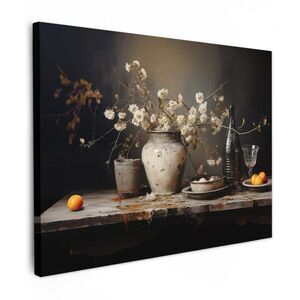 MuchoWow OBRAZ NA PLÁTNĚ Zátiší - Květiny - Kytice - Váza - Víno 40x30 cm obraz